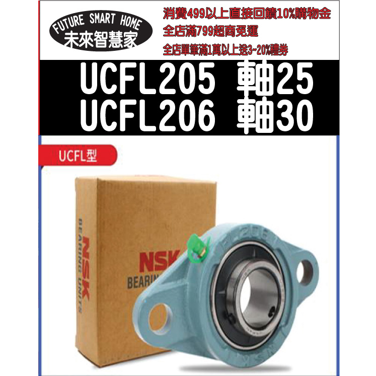 『新竹市現貨』NSK連座軸承UCFL205(軸25）、UCFL206（軸30）