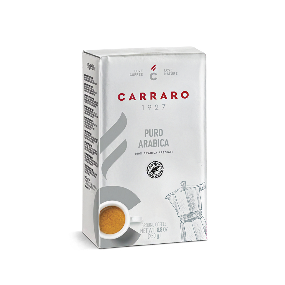 【Carraro】義大利香甜 PURO ARABICA 研磨咖啡粉 (250g)｜淺焙