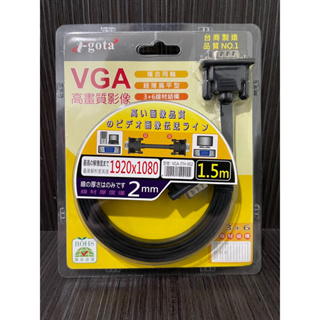 「全新」i-gota VGA-ITH-002 （VGA公對公）超細扁平線 1.5m
