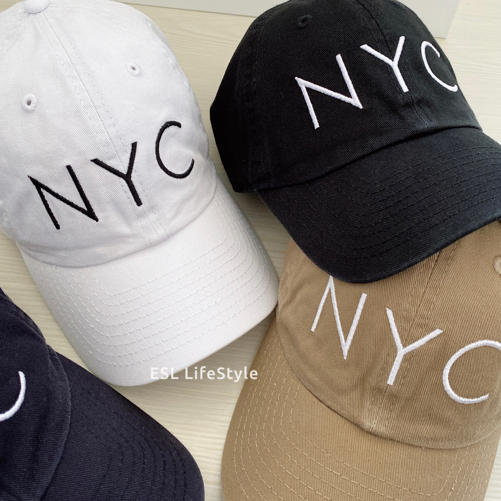 -ESL-現貨 NEW ERA ESSENTIAL NYC 字母 刺繡 黑 藍 卡其 白 老帽 棒球帽 可調整 男女款
