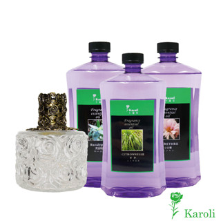 【Karoli卡蘿萊香氛】薰香汽化精油 1000ml 3瓶精油+透明玫瑰香薰瓶(柏格精油適用)優惠組合 快速除臭 除黴味