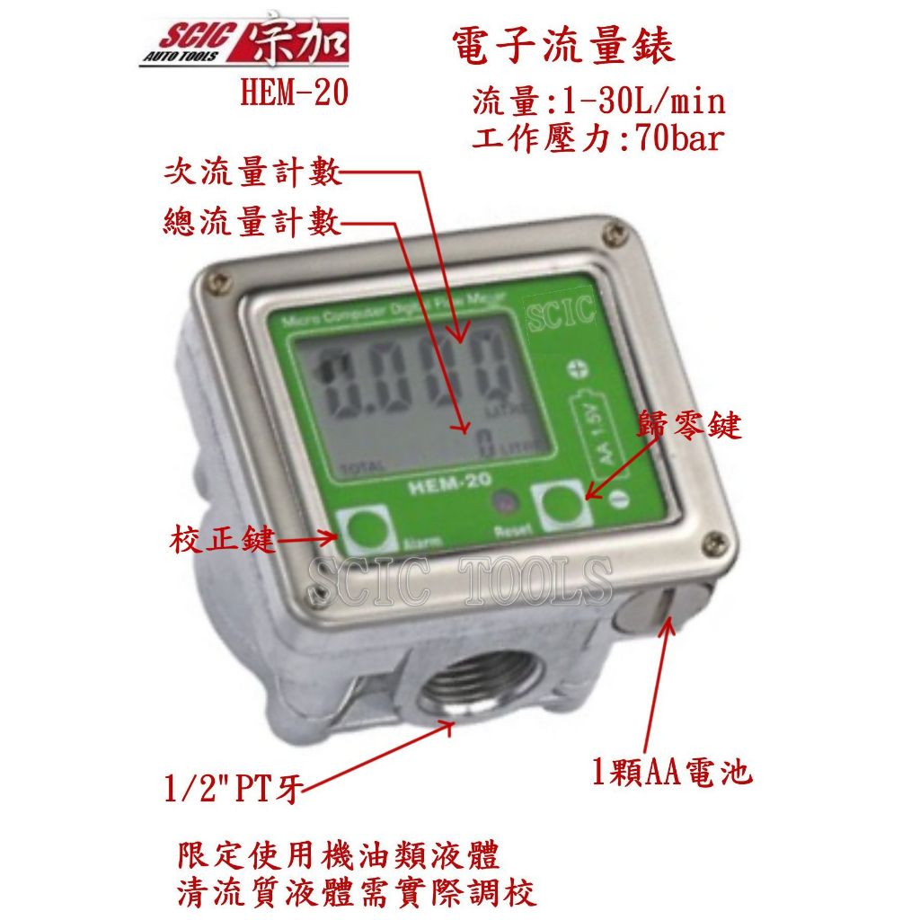 電子數位式流量錶 電子數位式流量計 電子流量錶 電子流量計 機油流量錶 機油流量計 ///SCIC CJ HEM-20