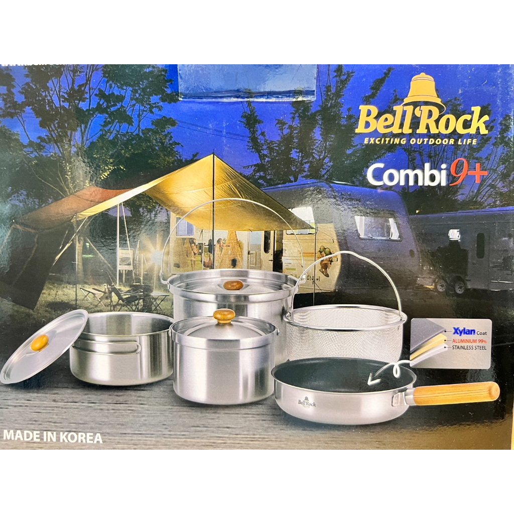 【OK露營社】Bell 'Rock 韓國不沾鍋 不鏽鋼戶外炊具組Combi 9 L-20cm