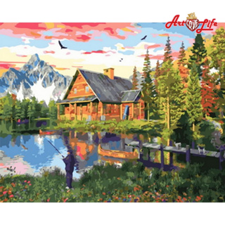 【ArtLife 藝術生活】DTR112湖畔人生_50x65cm含框 DIY 數字油畫 彩繪 全館現貨