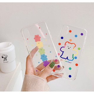 iPhone 小熊軟糖透明手機殼 附愛心防滑指環扣