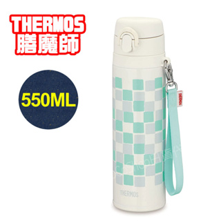 【CoCo日貨代購】日本 THERMOS 膳魔師 不鏽鋼真空彈蓋式保冷 保溫杯 (白綠格子) JNT-552 550ml