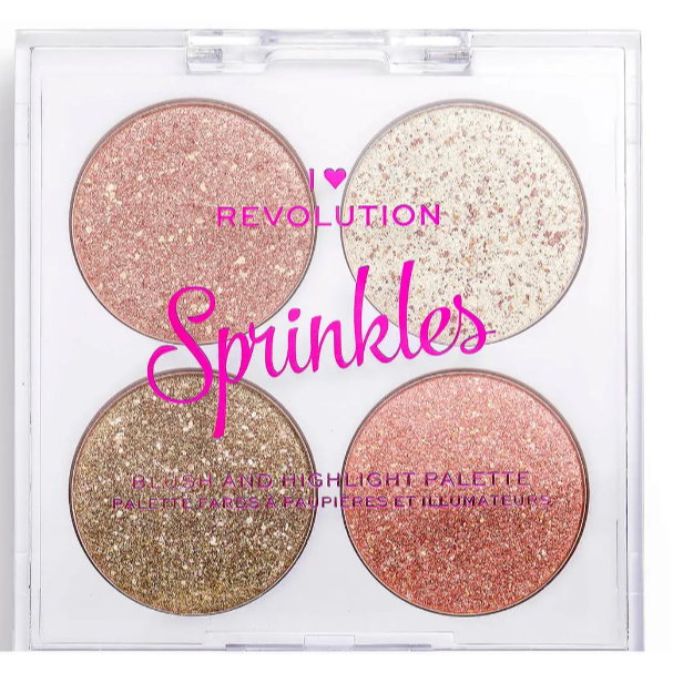 *二手出清* 用過一次 I Heart Revolution Blush &amp; Sprinkles 4色眼影盤 實用粉棕色
