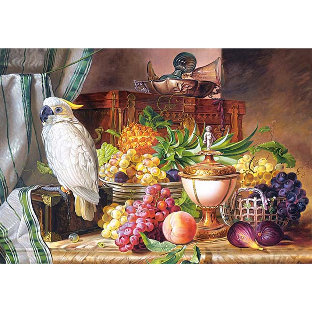 (預購)歐洲進口castorland拼圖---水果和鳳頭鸚鵡的靜物(3000片)300143