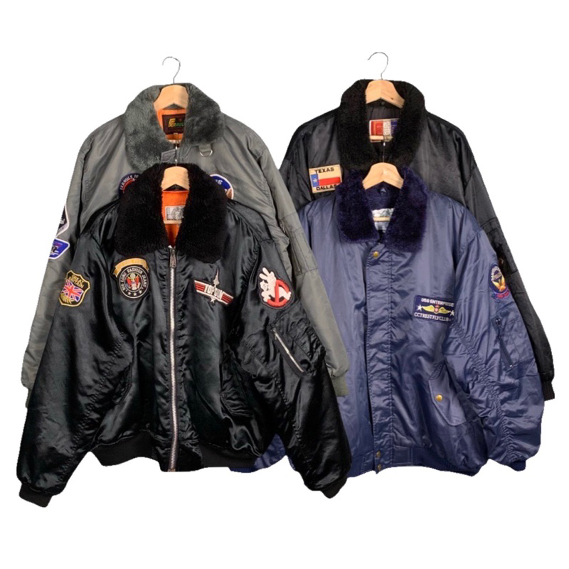 《 福星Flexing✨》捍衛戰士 復古 貼布 徽章 毛領 刺繡 飛行 夾克 外套 古著 古着 二手 G-1 A-2