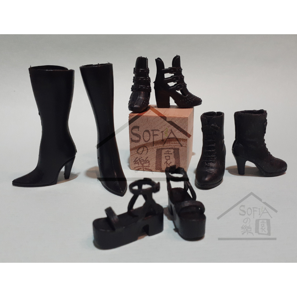 ◆SOFIAの樂園◆ 11寸30cm芭比娃娃 - 黑色 高跟鞋 平底鞋 涼鞋 鞋子
