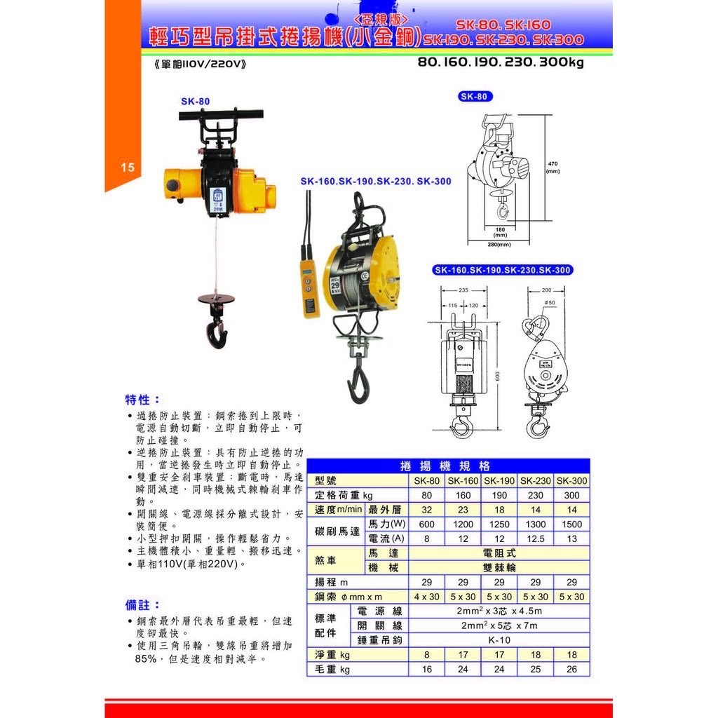 附發票//宵窈儀器五金👑台灣製造 KIO基業牌 SK系列小金剛 電動吊車 捲揚機 高樓小吊車 快速捲揚機 吊猴