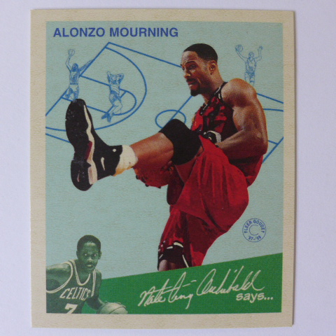 ~ Alonzo Mourning ~晨星/腎鬥士/NBA名人堂/阿朗佐·莫寧 1998年Fleer.復古小版特殊卡