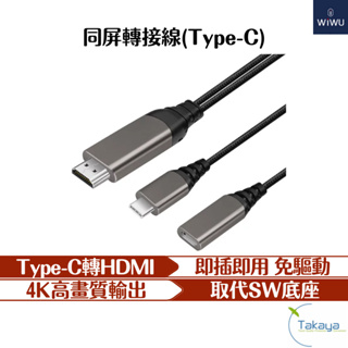 WiWU HDMI同屏轉接線 LIGHTNING TYPEC SW底座 轉接線 充電 轉接器 同屏投影 4K 1080P