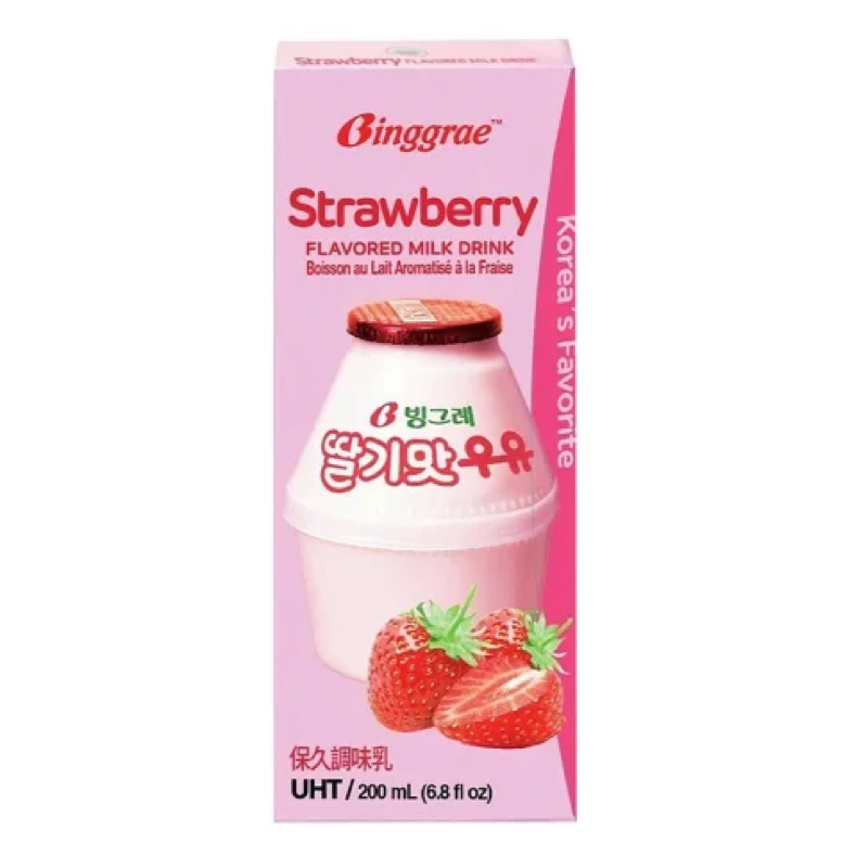 Binggrae 草莓牛奶 保久調味乳 200毫升