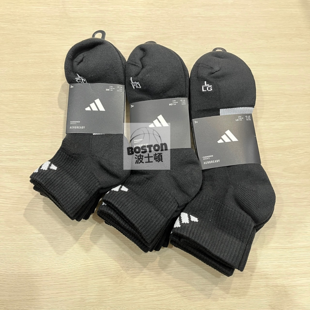 Adidas 中筒襪 腳踝襪 3雙入 男/女  吸濕 排汗  黑IC9519