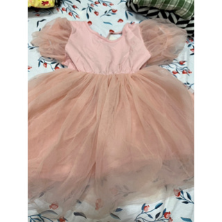 二手）粉色短袖洋裝紗裙 女童 兒童 粉紅色