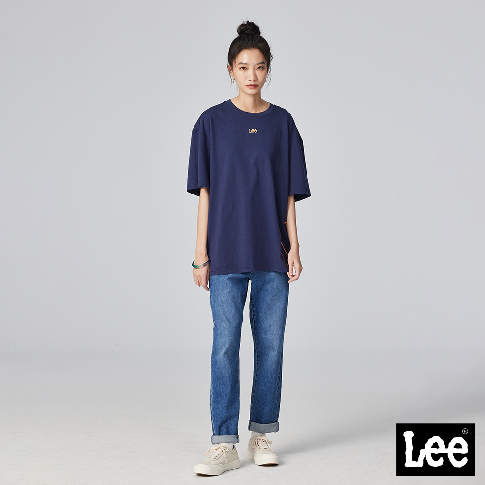 Lee 413 彈性高腰標準小直筒牛仔褲 女 中淺藍洗水 LB317040551