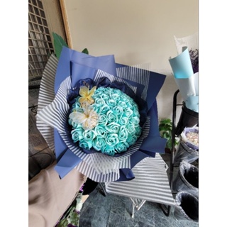 畢業花束藍玫瑰50朵香皂花（台灣現貨）