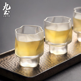 九土扭紋玻璃小茶杯酒杯手工玻璃杯日式茶杯水晶杯威士忌酒杯啤酒杯不規則水杯調酒杯品酒杯果汁杯家用水杯品茗杯XCBR0101