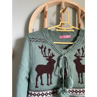 兩隻小鹿與北歐圖騰羊毛洋裝