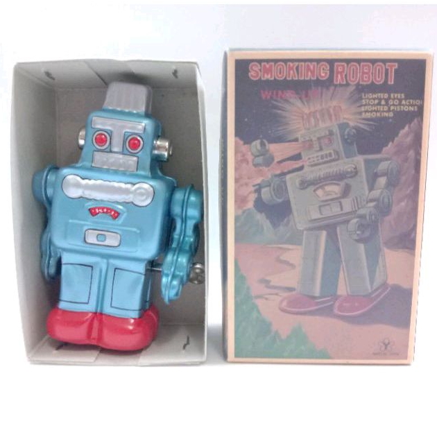 現貨 絕版 良品 日本製日本購買 盒玩SMOKING ROBOT 噴煙機器人 發條玩具 附外盒