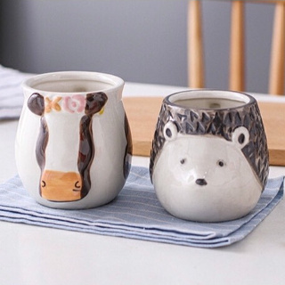 《附發票》手繪浮雕陶瓷馬克杯 可愛卡通杯 立體杯 動物造型杯 瓷器杯 馬克杯 咖啡杯 牛奶杯 早餐杯大容量