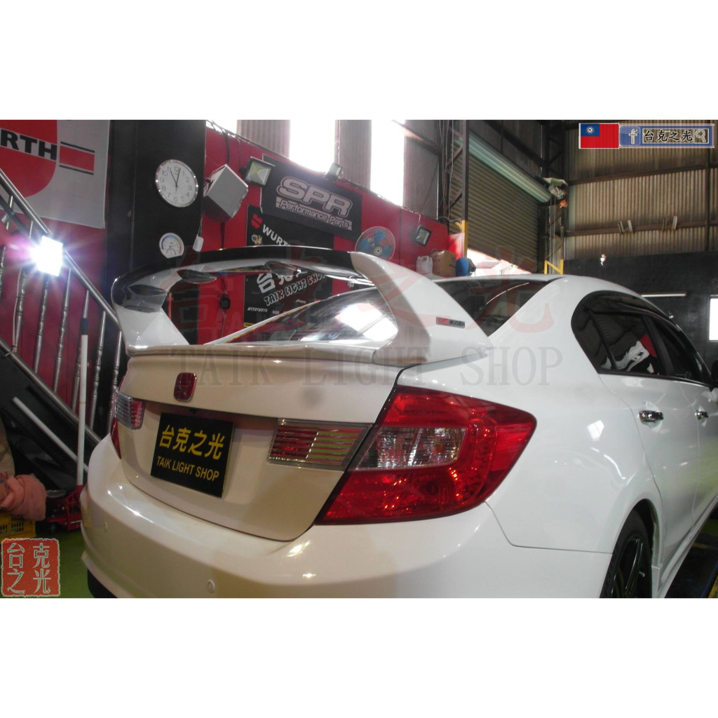 台克之光-HONDA CIVIC9 喜美九代-空力套件/RR卡夢四件式尾翼-中板卡夢+鯊魚鰭板本-