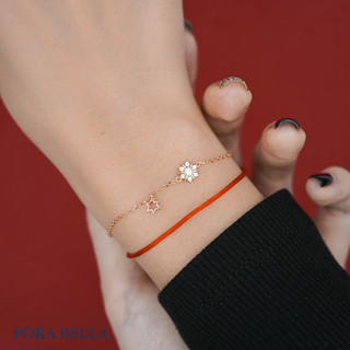《Porabella》925純銀開運紅繩手鍊 好運轉運桃花運手繩 森林系雪花紅繩 好人緣紅繩手鍊 Bracelets