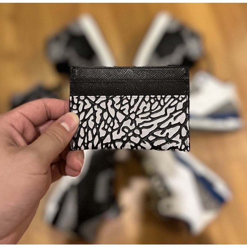 ‼️【鞋頭首選】‼️爆裂紋卡夾 Jordan 黑水泥配色 皮夾 錢包 大象紋 非Nike