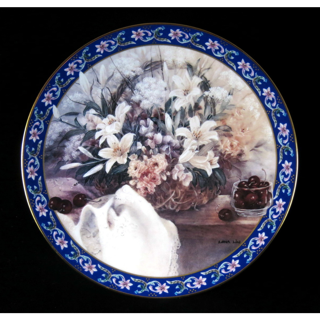 美國W S George 藝術家 Lena Liu 劉莉娜繁花似錦限量花卉瓷盤-K