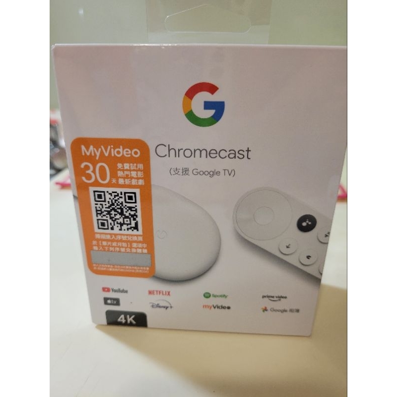 (全新）Google chromecast 4雪白花（支援Google TV) 4k台灣公司貨