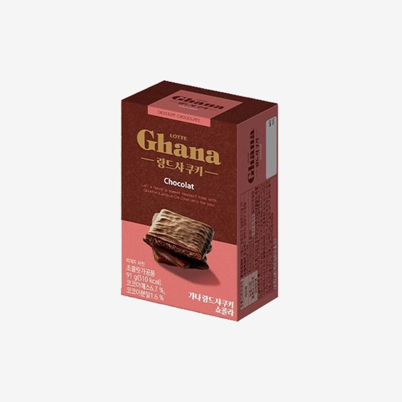 韓國/Lotte 樂天 Ghana巧克力餅乾 91g