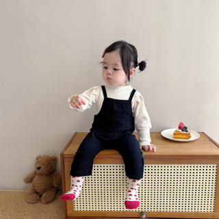 (現貨+預購)黑色吊帶褲+米色內搭嬰兒套裝❥童裝 寶寶衣服(尺寸66-100cm)