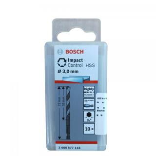 BOSCH博世 3.0mm HSS-G鐵工鑽頭1/4"六角柄(10入)