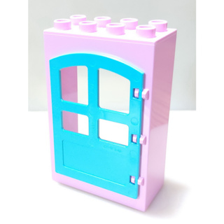 【得寶Duplo】粉紅色框 水藍色 大門 門窗 建材 大顆粒 積木 [樂高玩家★正版LEGO]