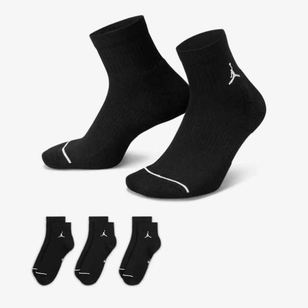 NIKE JORDAN EVERYDAY 短襪 襪子 黑色 三色 三雙組 DX9655-010