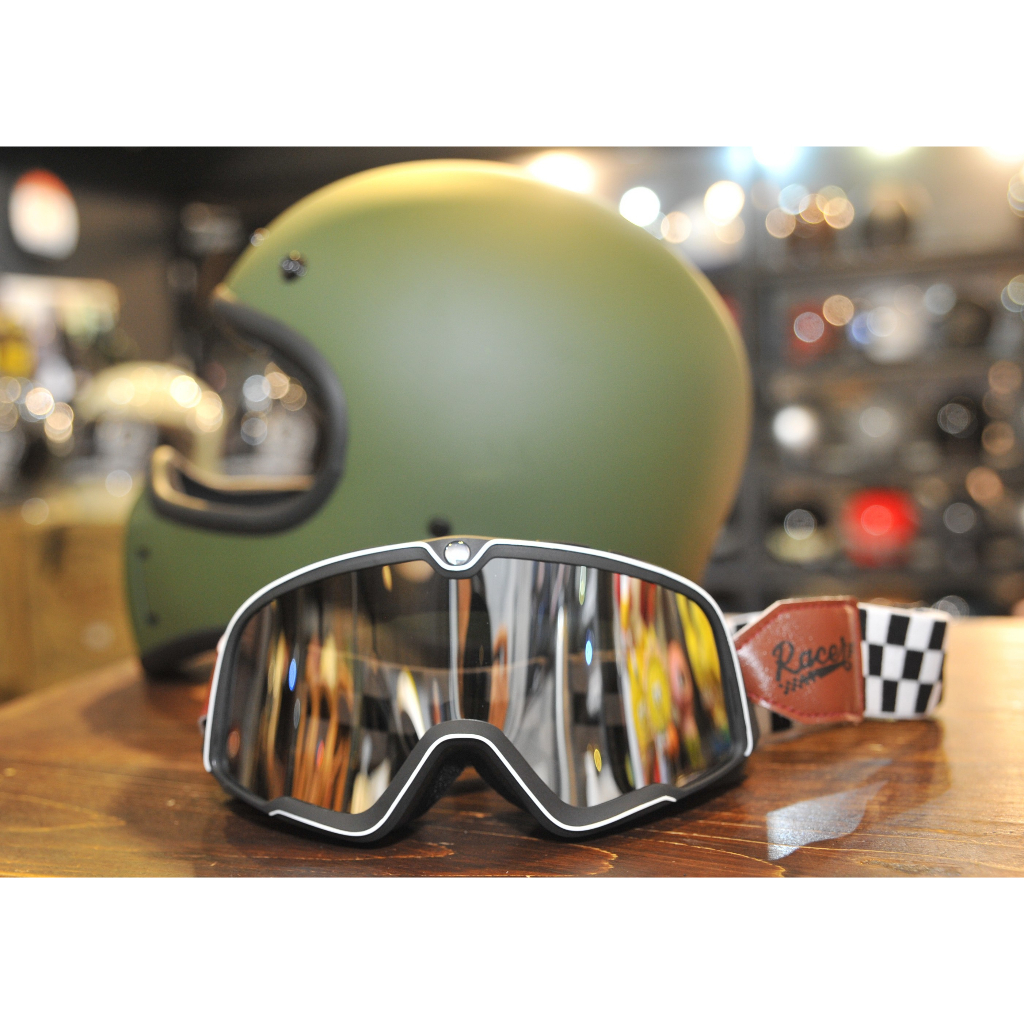 【Vintage】免運 Racer 山車帽 風鏡 黑框賽車帶 越野帽 Rider M2R MX-2 大框面戴眼鏡可用