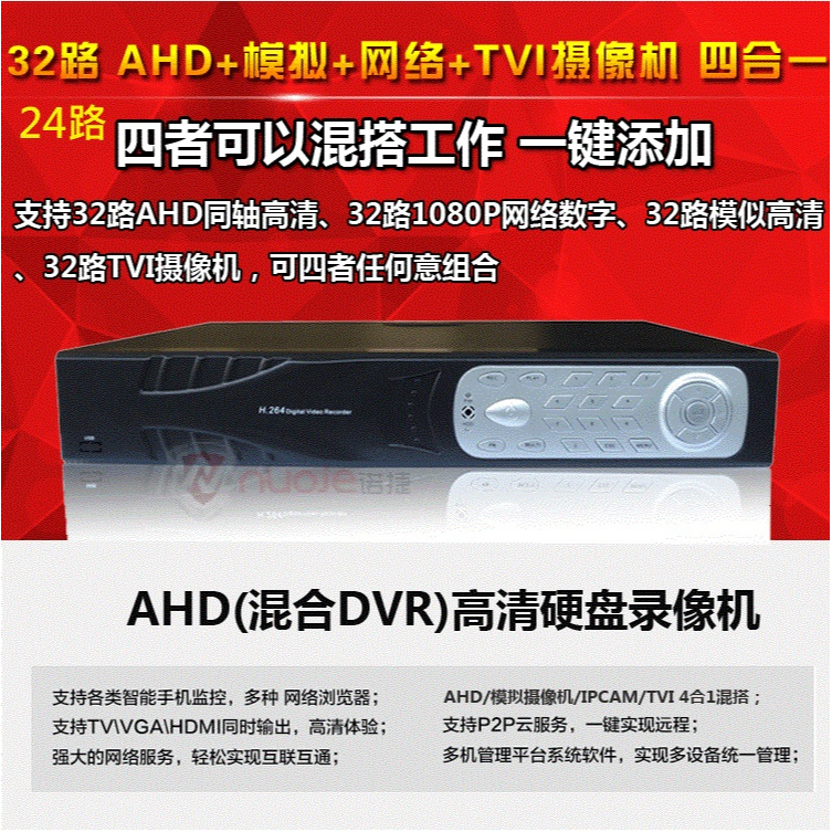 24路32路硬盤錄像機模擬同軸高清網路AHD設備監控主機DVR/NVR