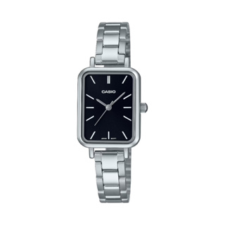 【CASIO 卡西歐】LTP-V009D-1E 復古方形 簡約三針 鋼錶帶女錶 黑/銀 台南 時代鐘錶