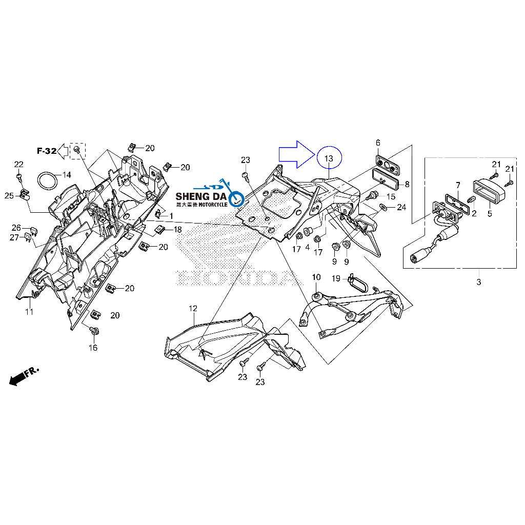 《晟大重機》HONDA 原廠 二代 MSX125SF 後土除內板(上) 80110-K26-B00