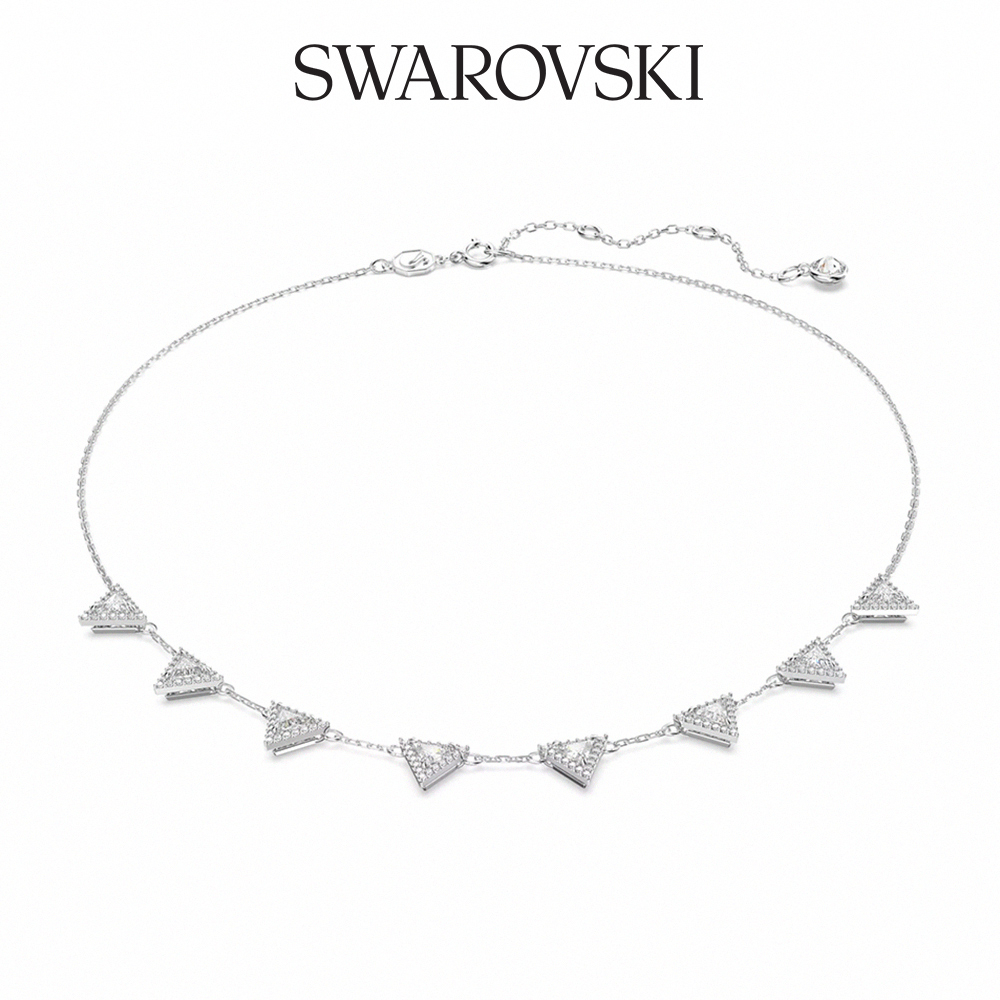 SWAROVSKI 施華洛世奇 Ortyx 項鏈, 三角形切割, 白色, 鍍白金色