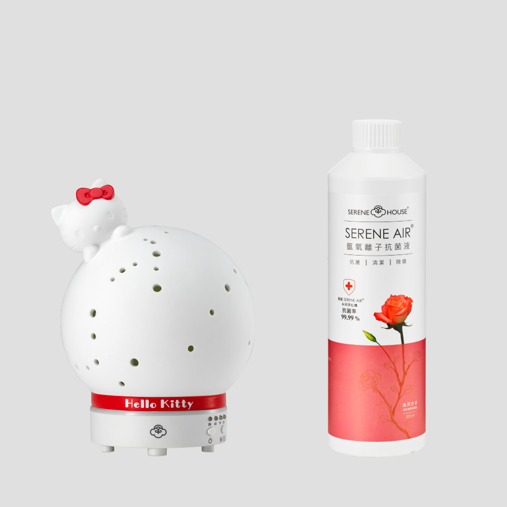 【SERENE HOUSE】 KITTY玫香甜心組 (B款)-Hello Kitty 香氛霧化機+氫氧離子水500ml