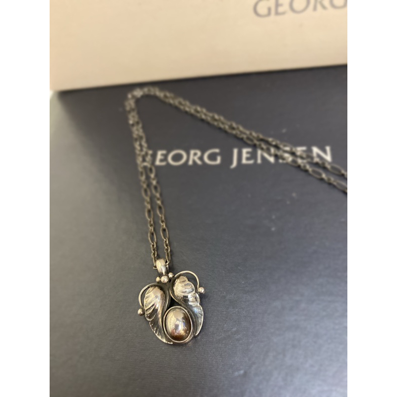 Georg Jensen喬治傑生1994首刻蛹之蝶銀石項鍊