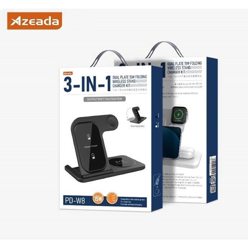 AZEADA 原廠出貨PD-W8 雙15W 三合一無線充電盤 無線充電 無線充電板 蘋果手錶充電 耳機充電 充電座