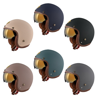 【ZEUS瑞獅】ZS 388AH 素色 復古帽 3/4罩 騎士帽 內藏電鍍金墨鏡 ZS388AH