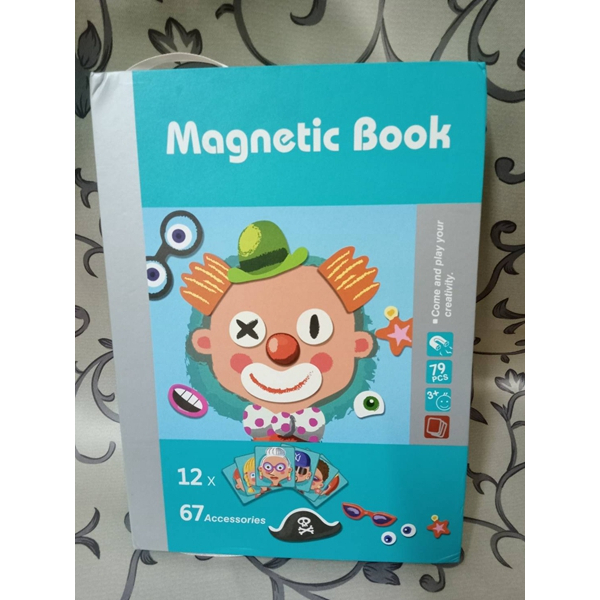 ＊謝啦二手書＊ magnetic book 兒童 拼圖 磁性書 磁鐵書 遊戲書 12張卡 67個配件