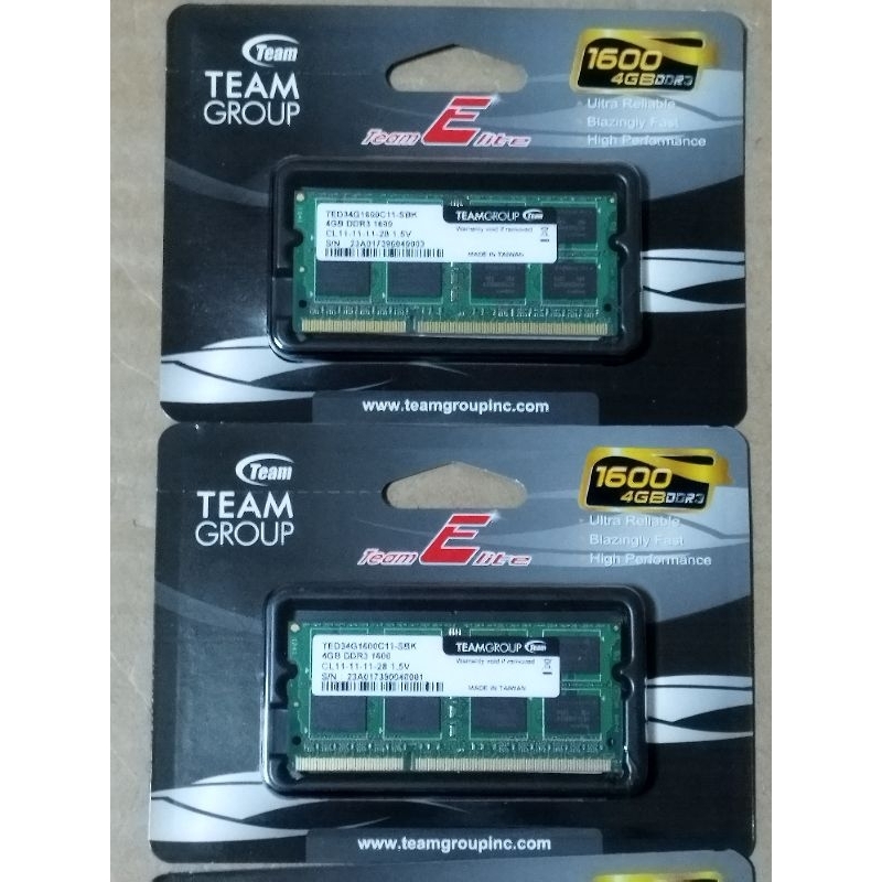 十銓 TEAM GROUP DDR3-1600 4G筆電記憶體(未開封)