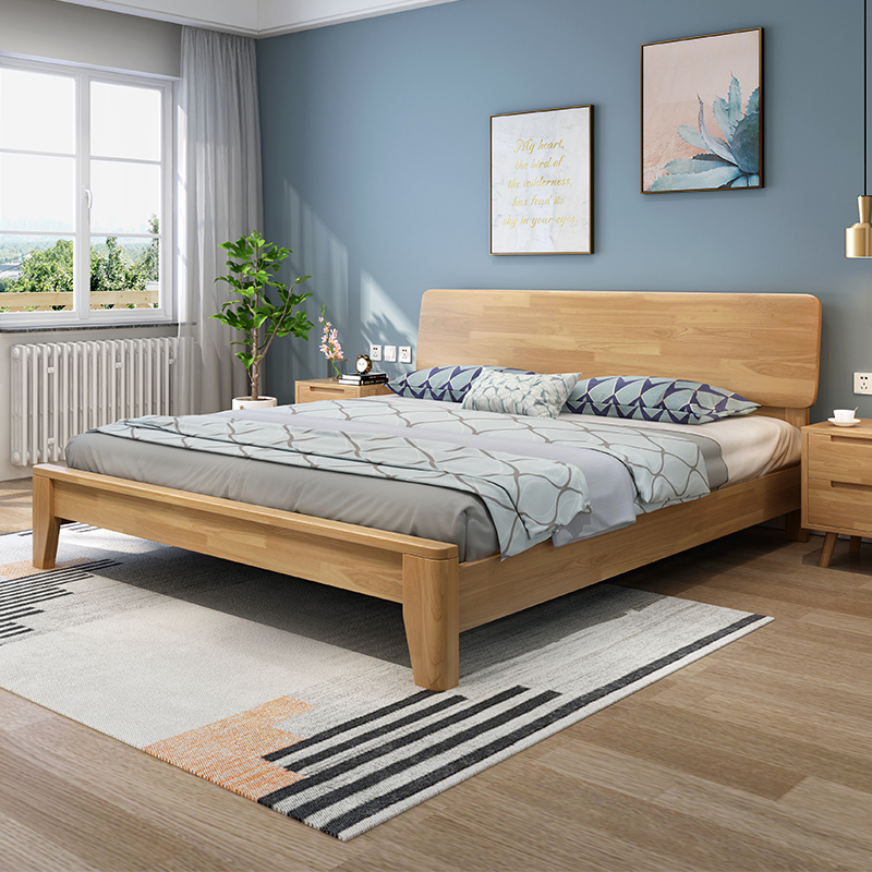 北歐實木雙人床架/日式現代簡約實木雙人床架