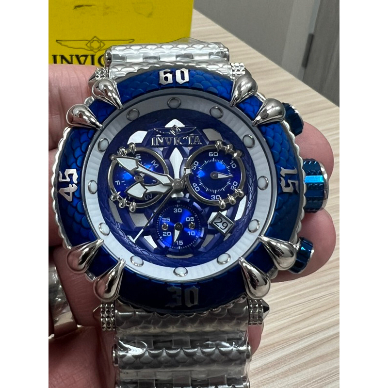 英威塔INVICTA 銀鋼藍色錶盤八爪龍石英錶