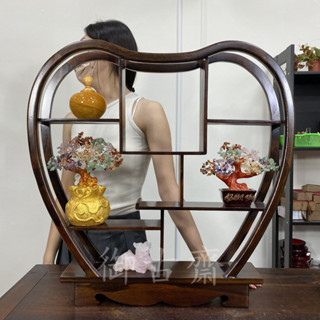 【御古齋】精選 雞翅木 60cm 藝品展示架 多寶閣 實木 博古架 圓架 桃子 愛心 葫蘆 茶壺架 多格架 展示座